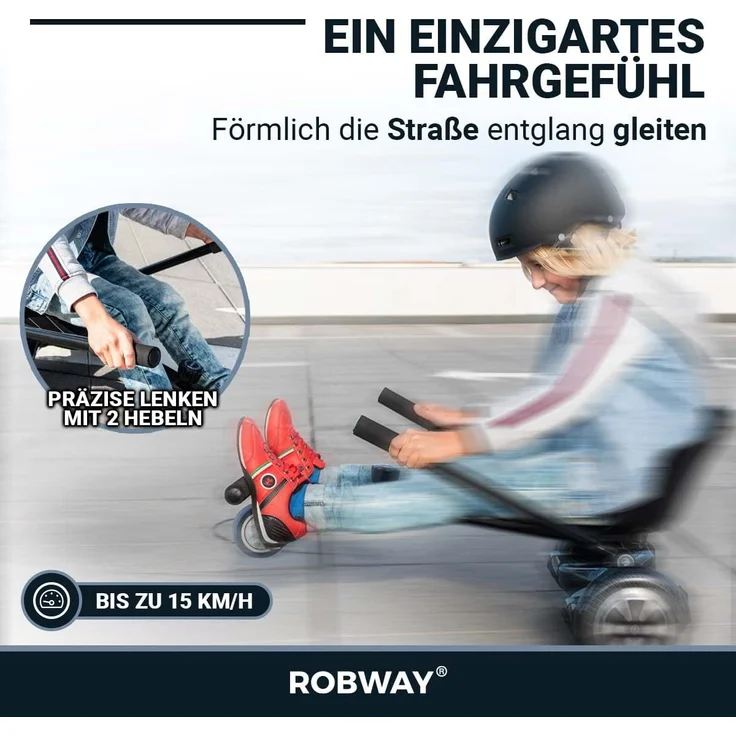 Robway Universal Hoverseat Hover Board Sitz E-Balance Speedkart Hoverkart (Schwarz) – Bild 4