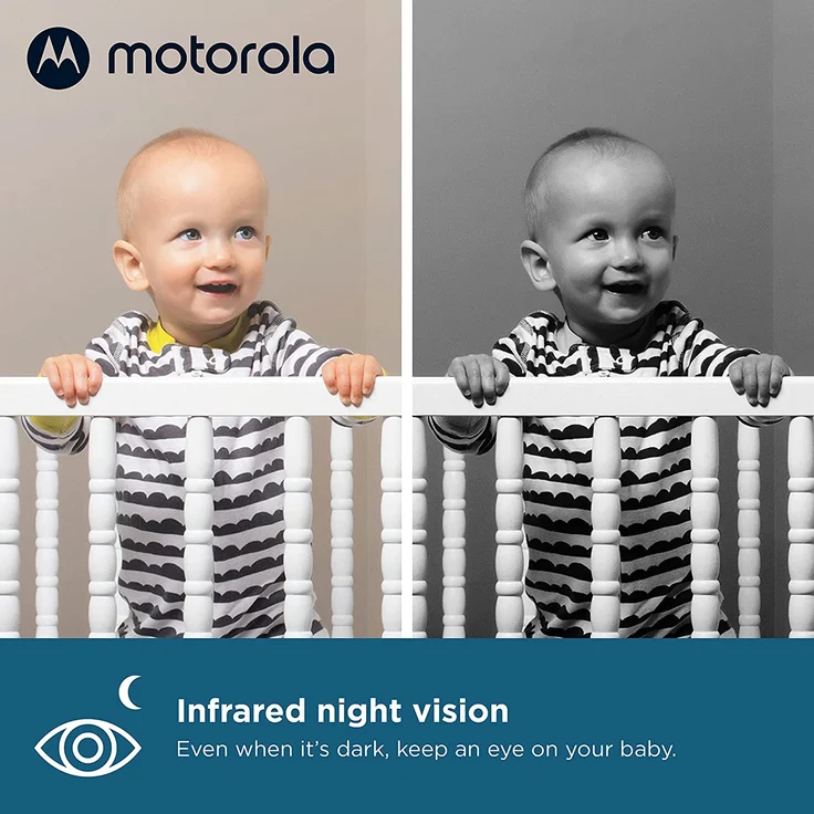 Motorola Nursery VM481 - Video Babyphone mit tragbarer Elterneinheit, hochempfindlichem Mikrofon, Infrarot-Nachtsicht, Digitalem Zoom, Silber – Bild 5