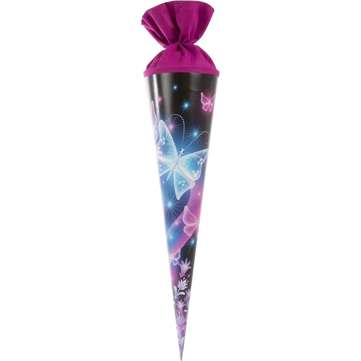 goldbuch 97062 Schultüte 70 cm, Zuckertüte mit Schmetterling Motiv, Geschenktüte aus Lackkarton, Geschenkverpackung zur Einschulung und Schulanfang