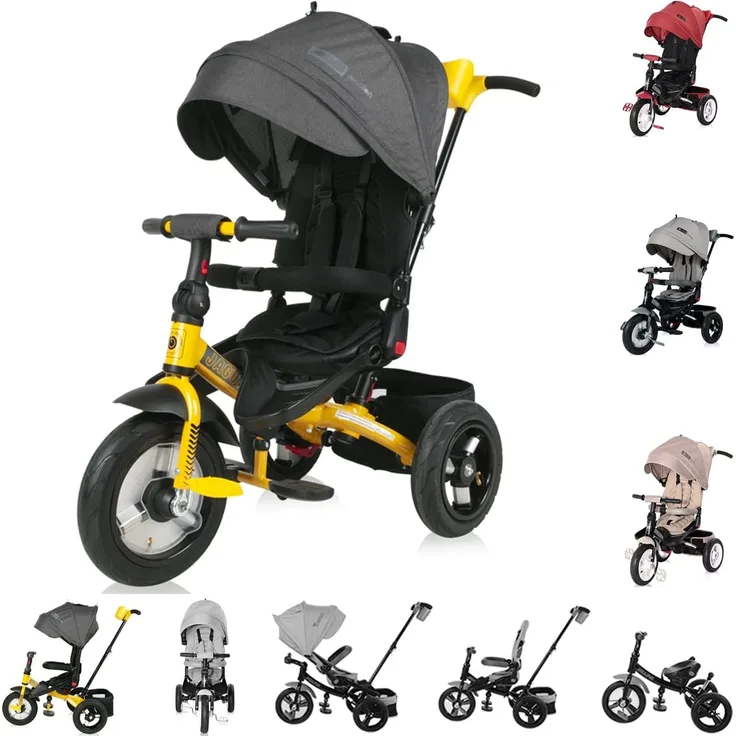 Lorelli Tricycle Jaguar 4 in 1 Gummireifen, Sitz drehbar, Stange, verstellbar schwarz