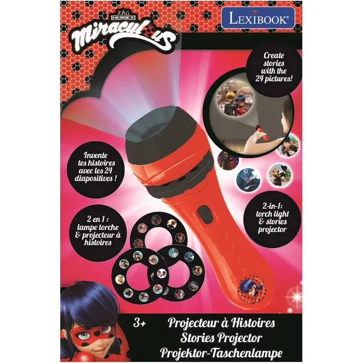 Lexibook Tales of Ladybug & Cat Noir, Miraculous, Taschenlampe und Projektor mit 3 Scheiben, 24 Bilder, erstellen Sie Ihre eigenen Geschichten, LTC050MI – Bild 5