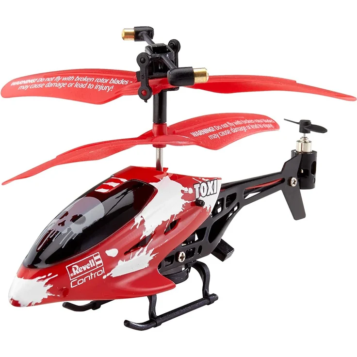 Revell Control 23841 RC Helikopter RTF, ferngesteuerter Hubschrauber für Einsteiger, 3-CH IR Fernsteuerung, einfach zu fliegen, elektrischer Gyro, sehr stabil, USB-Ladekabel, nur Indoor - TOXI, Rot – Bild 3