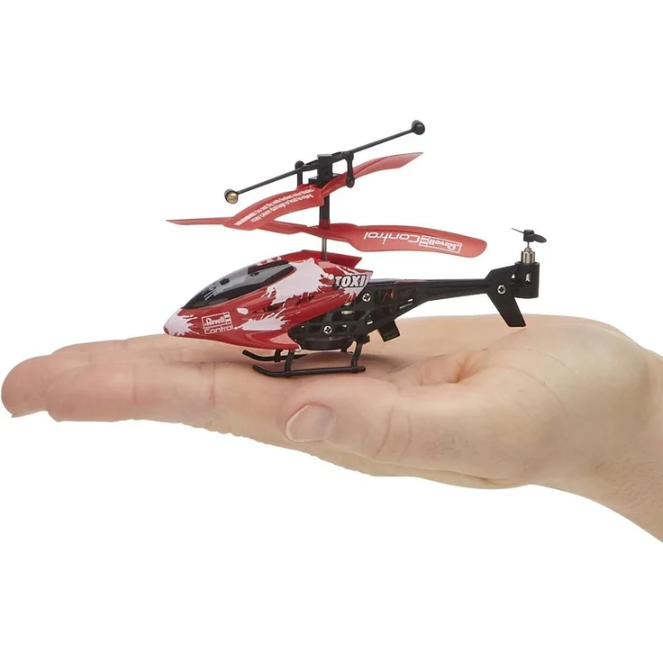 Revell Control 23841 RC Helikopter RTF, ferngesteuerter Hubschrauber für Einsteiger, 3-CH IR Fernsteuerung, einfach zu fliegen, elektrischer Gyro, sehr stabil, USB-Ladekabel, nur Indoor - TOXI, Rot – Bild 6