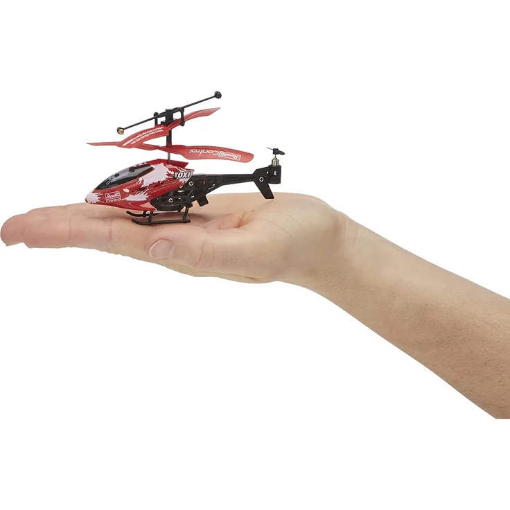 Revell Control 23841 RC Helikopter RTF, ferngesteuerter Hubschrauber für Einsteiger, 3-CH IR Fernsteuerung, einfach zu fliegen, elektrischer Gyro, sehr stabil, USB-Ladekabel, nur Indoor - TOXI, Rot – Bild 4
