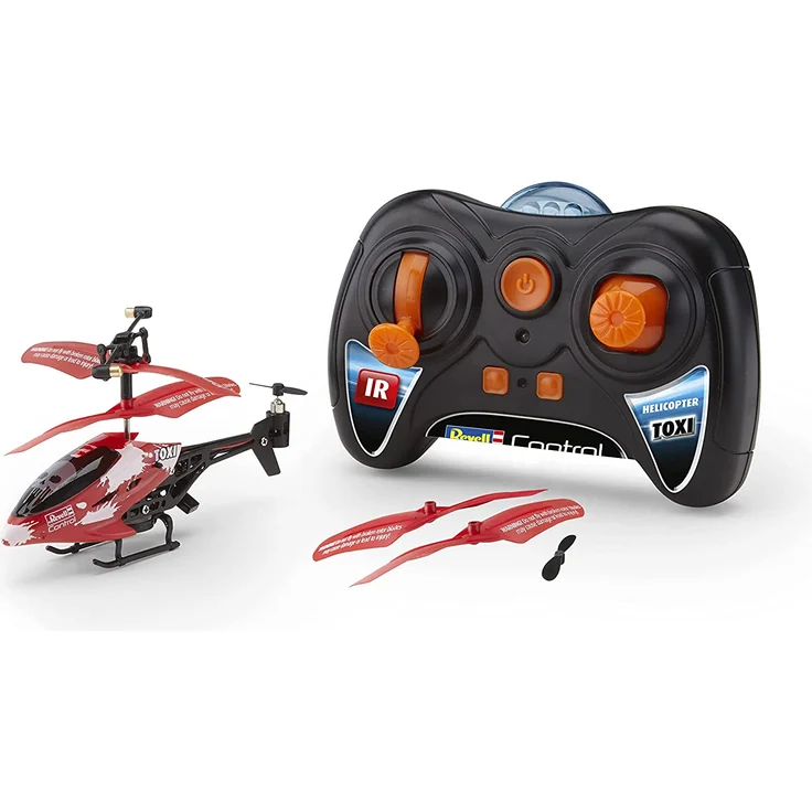 Revell Control 23841 RC Helikopter RTF, ferngesteuerter Hubschrauber für Einsteiger, 3-CH IR Fernsteuerung, einfach zu fliegen, elektrischer Gyro, sehr stabil, USB-Ladekabel, nur Indoor - TOXI, Rot – Bild 5
