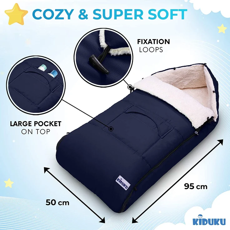KIDUKU® Babyfußsack Blau Baby Winterfußsack Kinderfußsack Fußsack Winter Kinderwagen Buggy – Bild 3