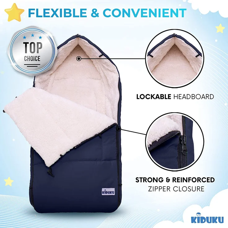 KIDUKU® Babyfußsack Blau Baby Winterfußsack Kinderfußsack Fußsack Winter Kinderwagen Buggy – Bild 4