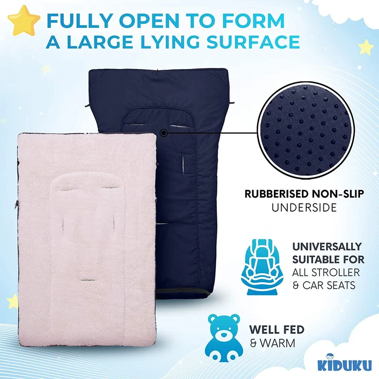 KIDUKU® Babyfußsack Blau Baby Winterfußsack Kinderfußsack Fußsack Winter Kinderwagen Buggy – Bild 5