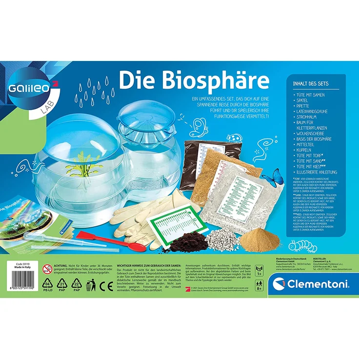 Clementoni 59119 Galileo Science – Die Biosphäre, Experimentierkasten für kleine Hobby-Gärtner, Botanik und Biologie für Kinder ab 8 Jahren, spannendes Modell für Zuhause – Bild 2
