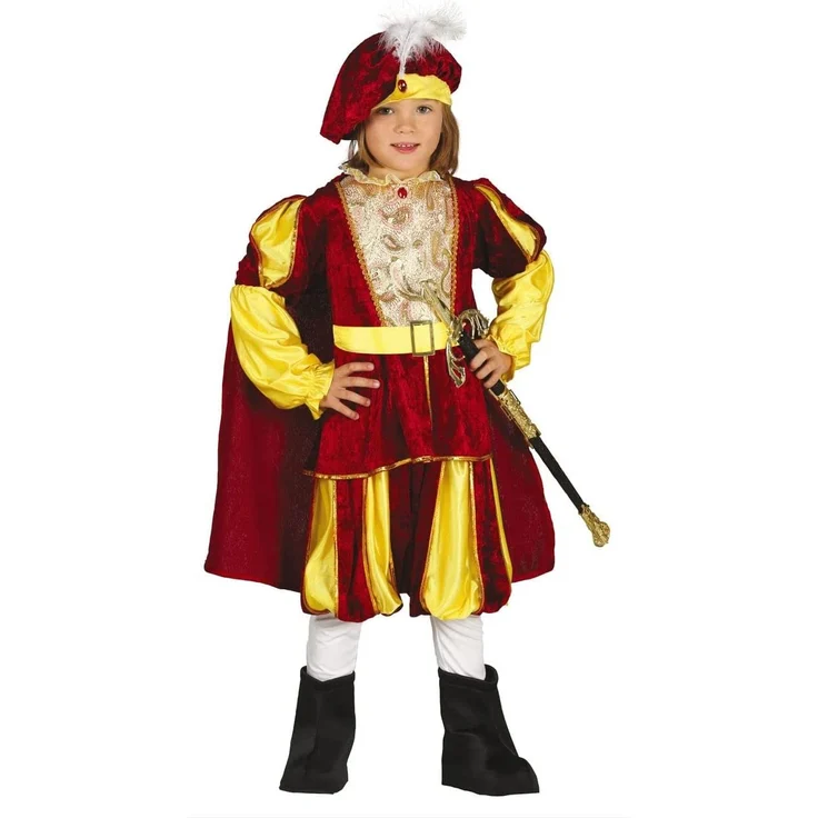 Guirca- Kostüm für Kinder 5/6 Jahre, Farbe Gelb und Rot, 5-6 (110-115 cm), 87558 – Bild 1