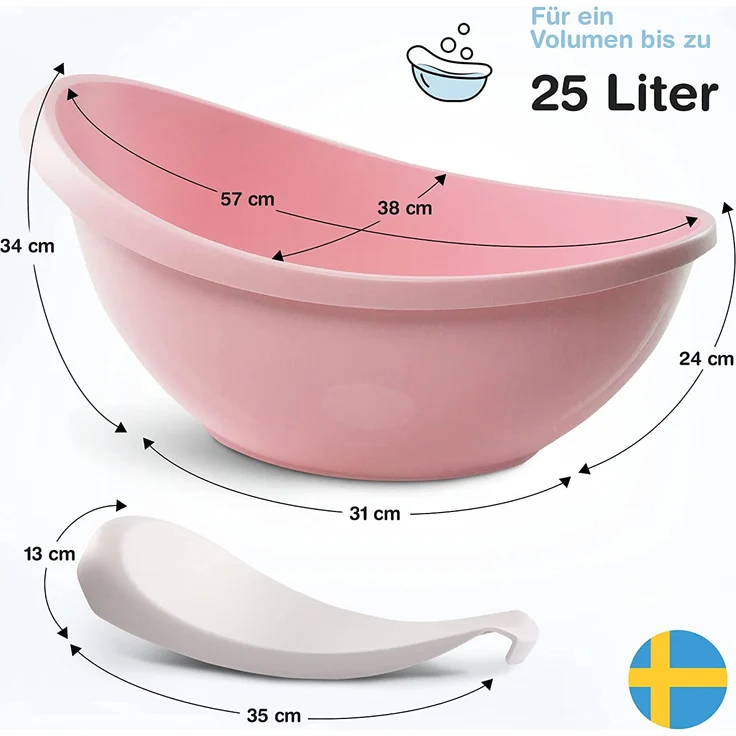 BabybeFun Baby Badewanne mit Badewanneneinsatz für Neugeborene [Testsieger] Rutschfest Babybadewanne für Babys und Kleinkinder [0-12 Monate] Babywanne für Dusche Badewanne Rosa | Farbe wählen… – Bild 3