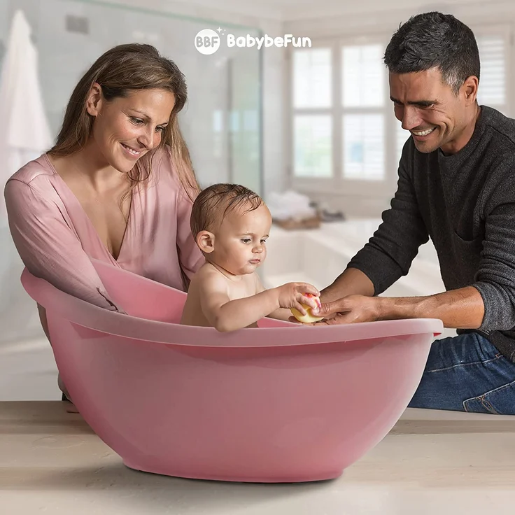 BabybeFun Baby Badewanne mit Badewanneneinsatz für Neugeborene [Testsieger] Rutschfest Babybadewanne für Babys und Kleinkinder [0-12 Monate] Babywanne für Dusche Badewanne Rosa | Farbe wählen… – Bild 7