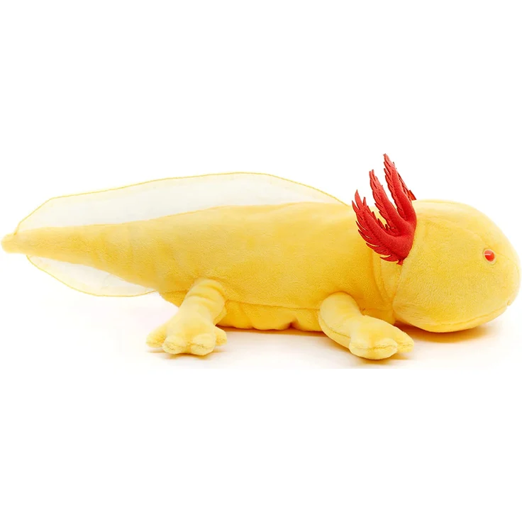 Uni-Toys - Axolotl (gelb mit roten Augen) - 32 cm (Länge) - Plüsch-Wassertier - Plüschtier, Kuscheltier, (WT-70222) – Bild 3