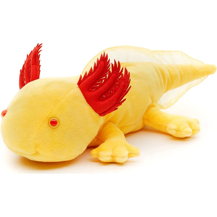 Uni-Toys - Axolotl (gelb mit roten Augen) - 32 cm (Länge) - Plüsch-Wassertier - Plüschtier, Kuscheltier, (WT-70222) – Bild 1