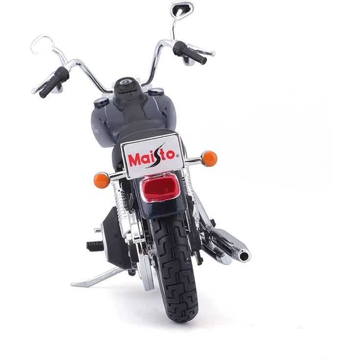 Maisto Harley-Davidson FXDBI Dyna Street Bob ´06: Motorradmodell 1:12, mit Lenkung, beweglichem Ständer und frei rollenden Rädern, 17 cm, blau (532325) – Bild 3