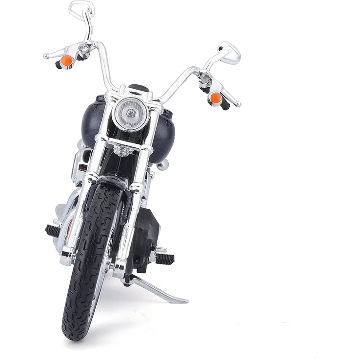 Maisto Harley-Davidson FXDBI Dyna Street Bob ´06: Motorradmodell 1:12, mit Lenkung, beweglichem Ständer und frei rollenden Rädern, 17 cm, blau (532325) – Bild 2