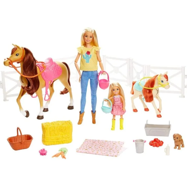 Barbie GLL70 - Reitspaß Spielset mit Barbie (blond), Chelsea, Pferd und Pony, Puppen Spielzeug ab 3 Jahren, Abweichungen in Verpackung vorbehalten - Preisvergleich