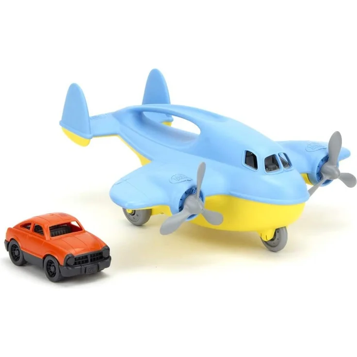 Green Toys Frachtflugzeug blau mit Auto – Bild 2