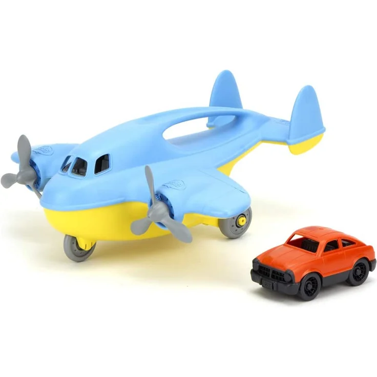 Green Toys Frachtflugzeug blau mit Auto – Bild 1