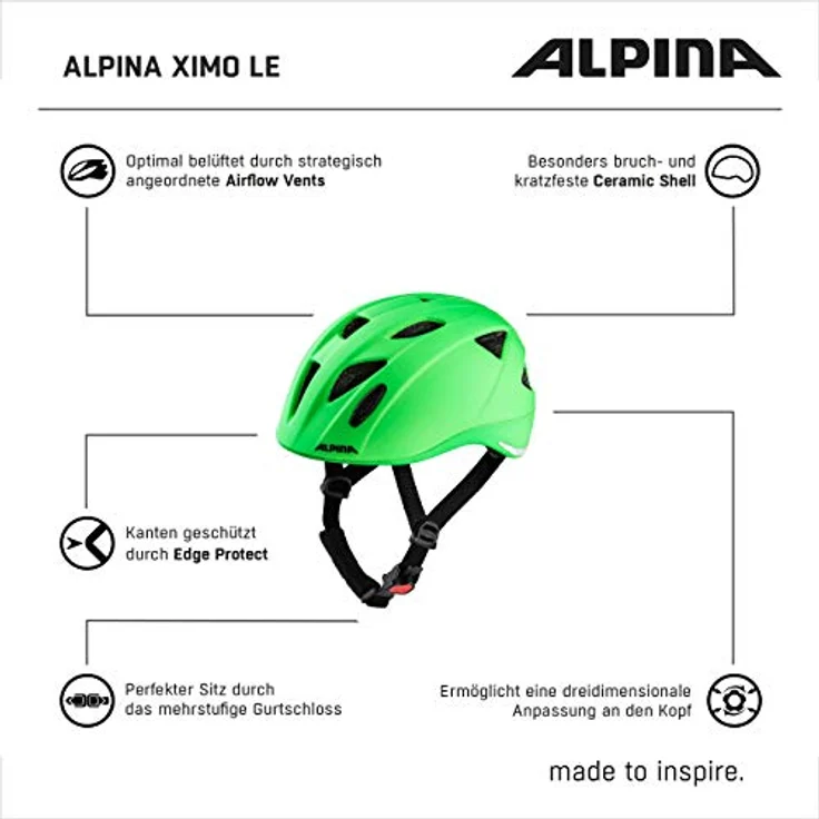 Alpina Kids Ximo Le Green, Größe 49 - 54 cm - Fahrradhelm, Farbe Grün – Bild 5