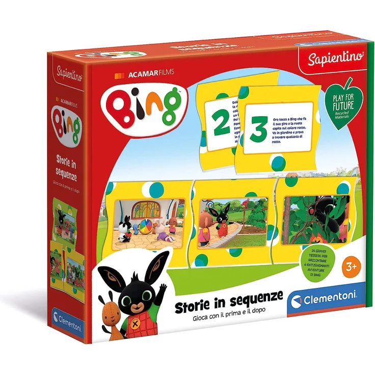 Clementoni 16286 Bing – Das Spiel der Sequenzen – Play for Future – Made in Italy – Lernspiel für Kinder 3 Jahre +