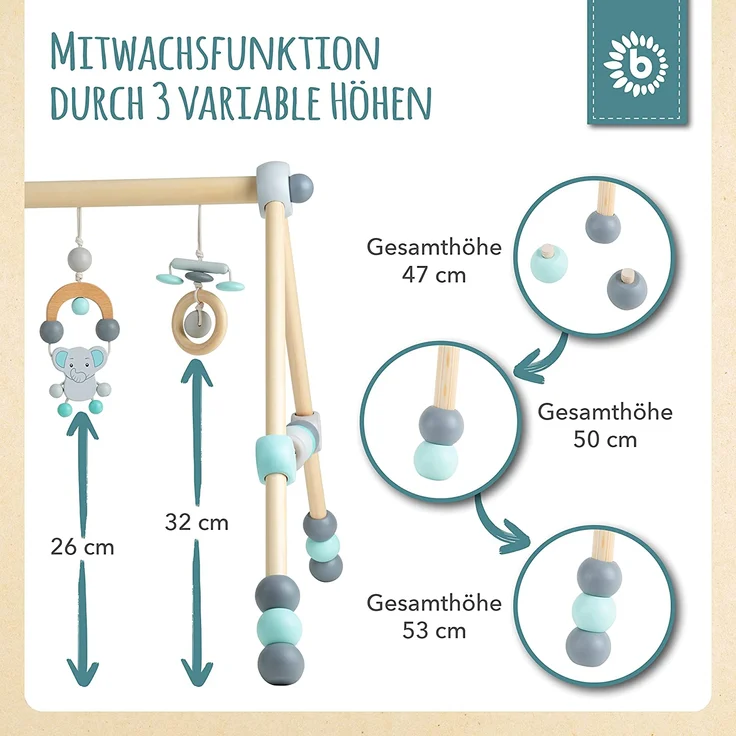 bieco Holz Gym Elefant, höhenverstellbar – Bild 3