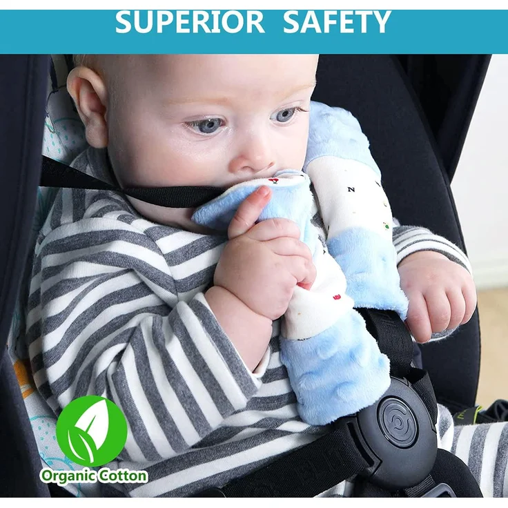 4 Stück Gurtpolster babyschale，Baby Kinderwagen Trageschale Gurtschutz - Sicherheitsgurt Schulterpolster Schulterkissen Gurtschoner Autositze Gurtpolster für Babys 15x5cm – Bild 5