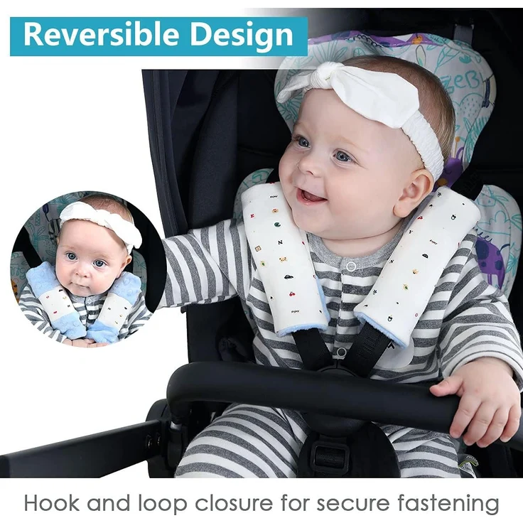 4 Stück Gurtpolster babyschale，Baby Kinderwagen Trageschale Gurtschutz - Sicherheitsgurt Schulterpolster Schulterkissen Gurtschoner Autositze Gurtpolster für Babys 15x5cm – Bild 4