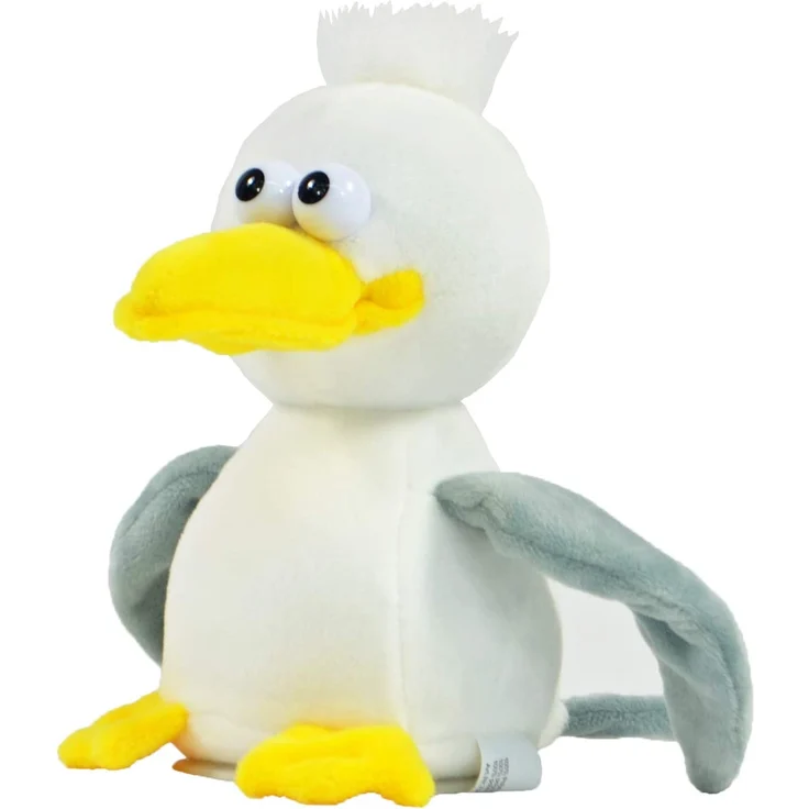 Kögler 75623 - Labertier-Möwe Malwin, ca. 17 cm groß, nachsprechendes Plüschtier mit Aufnahme- und Wiedergabefunktion, plappert alles witzig nach und bewegt sich, batteriebetrieben – Bild 2