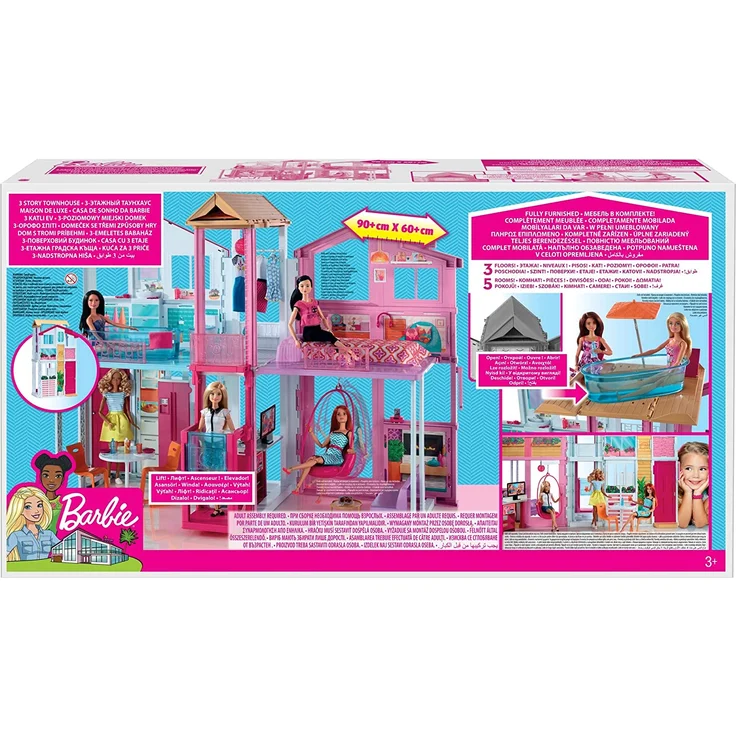Barbie DLY32 '3 Etagen Stadthaus', Haus mit 4 Zimmer, ca. 75 cm hoch, ab 3 Jahren – Bild 2