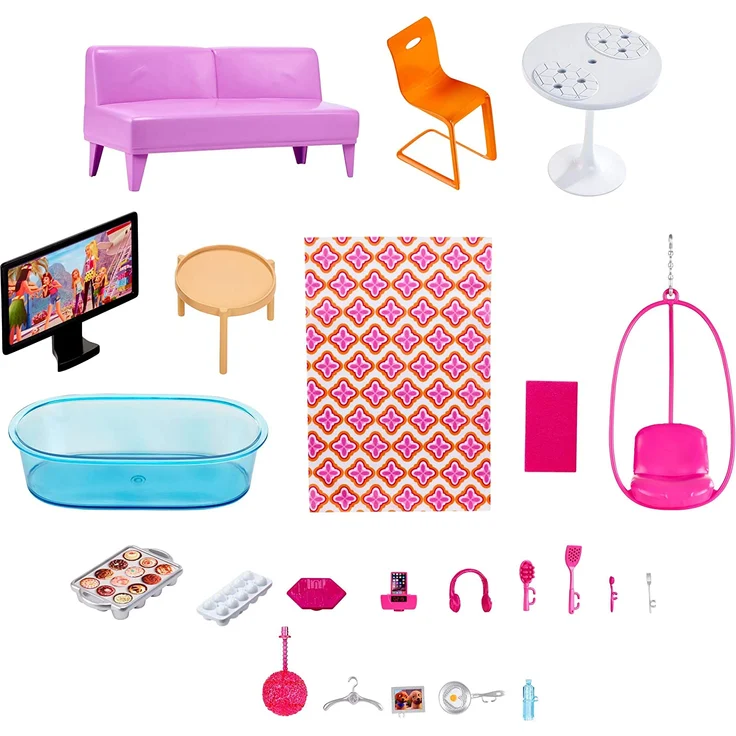 Barbie DLY32 '3 Etagen Stadthaus', Haus mit 4 Zimmer, ca. 75 cm hoch, ab 3 Jahren – Bild 5