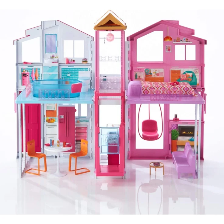 Barbie DLY32 '3 Etagen Stadthaus', Haus mit 4 Zimmer, ca. 75 cm hoch, ab 3 Jahren – Bild 1
