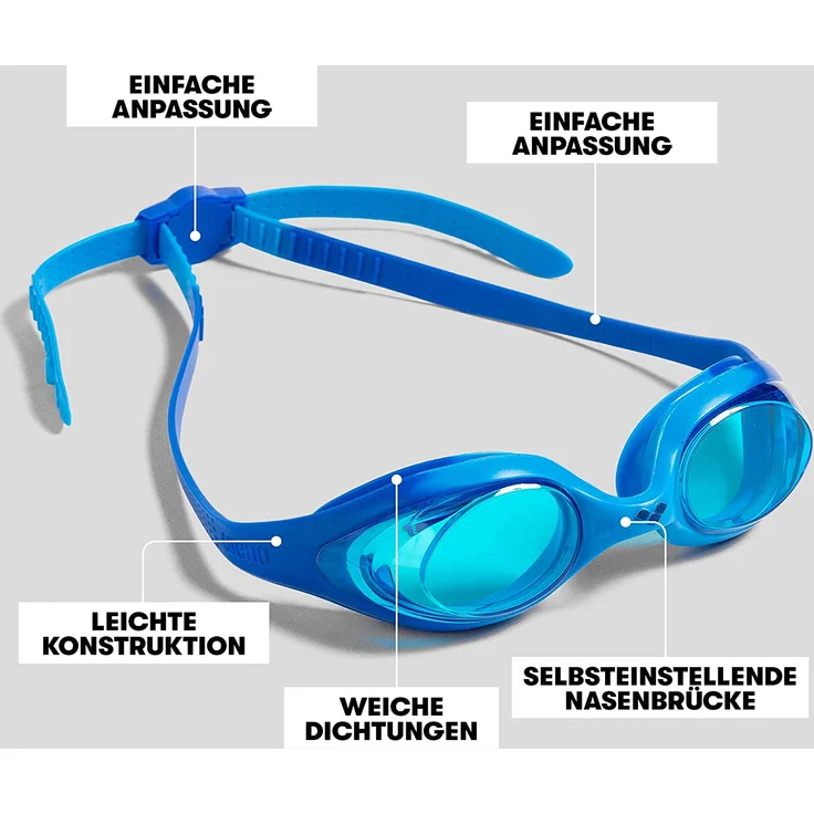 arena Kinder Unisex Training Wettkampf Schwimmbrille Spider Junior (UV-Schutz, Anti-Fog, Harte Gläser), Navy-Clear-Citronella (71), One Size – Bild 5