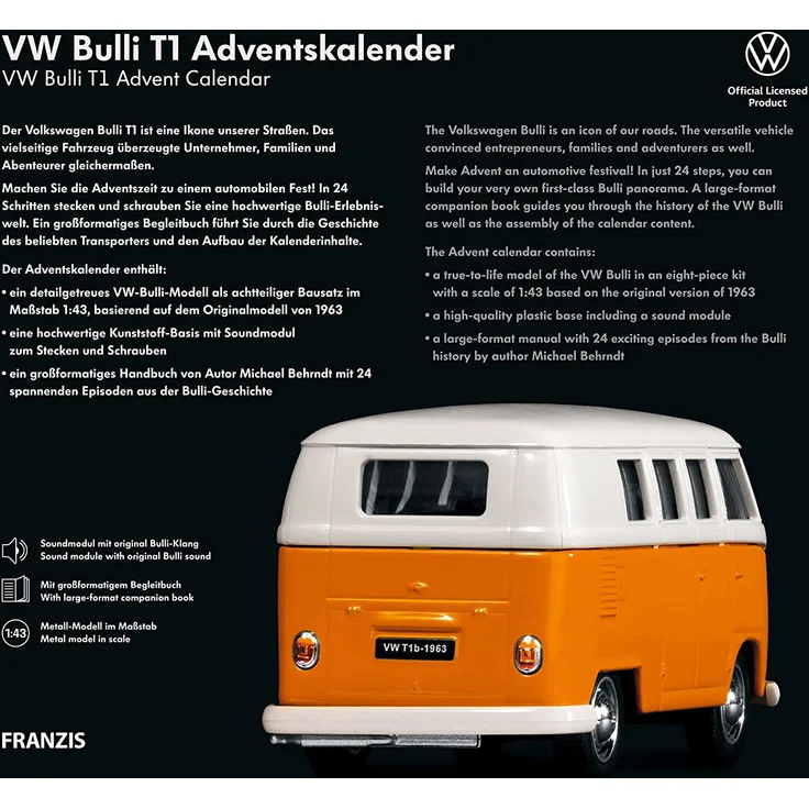 Adventskalender VW Bulli T1 orange, Bausatz in 1:43 | Franzis – Bild 2