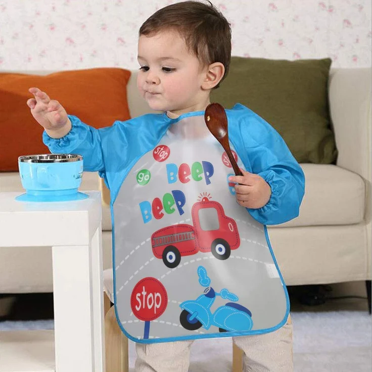 Vicloon Baby Lätzchen mit Lange Ärmeln, 4 Set Kinder Lätzchen Wasserdicht Ärmellätzchen ärmel lätzchen Unisex Lätzchen Set für Essen Kunst Handwerk Malerei Bemalen Spielen – Bild 6