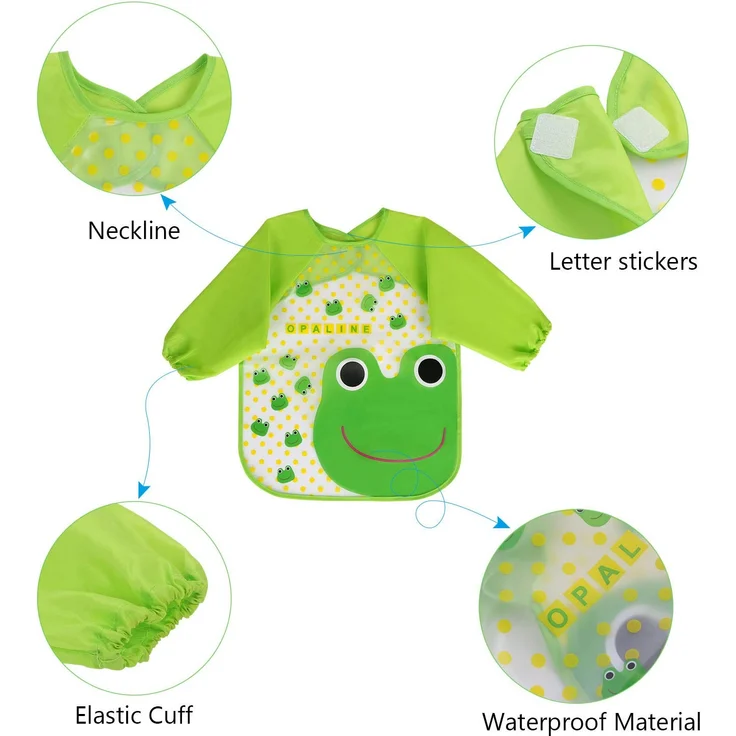 Vicloon Baby Lätzchen mit Lange Ärmeln, 4 Set Kinder Lätzchen Wasserdicht Ärmellätzchen ärmel lätzchen Unisex Lätzchen Set für Essen Kunst Handwerk Malerei Bemalen Spielen – Bild 3