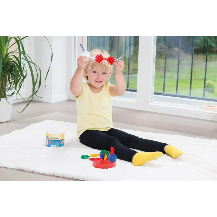 Lena 35946 Steckspiel Rondi 45 in Baudose, 55 Teile in bunten Farben, ca. 45 mm, Konstruktionsspielzeug mit Steckteilen, Mehrfarbig – Bild 3