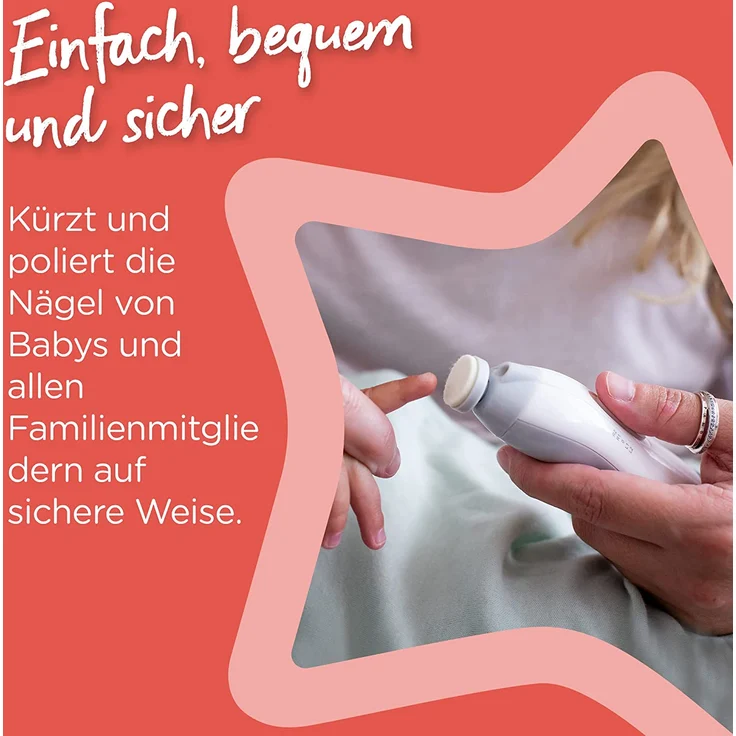 Tommee Tippee Elektrischer Baby-Nagelknipser und Kleinkind-Nagelknipser, Maniküre Set, mit LED-Licht und 6 Feilenköpfen für Neugeborene, Kleinkinder oder Erwachsene – Bild 5