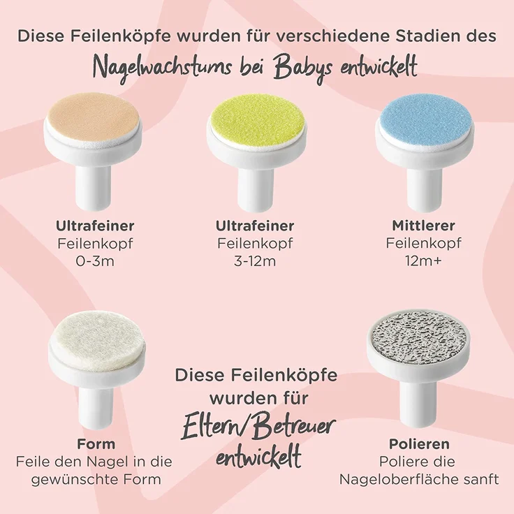 Tommee Tippee Elektrischer Baby-Nagelknipser und Kleinkind-Nagelknipser, Maniküre Set, mit LED-Licht und 6 Feilenköpfen für Neugeborene, Kleinkinder oder Erwachsene – Bild 4