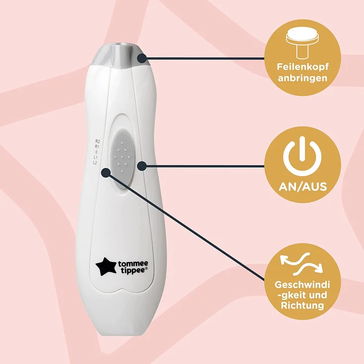 Tommee Tippee Elektrischer Baby-Nagelknipser und Kleinkind-Nagelknipser, Maniküre Set, mit LED-Licht und 6 Feilenköpfen für Neugeborene, Kleinkinder oder Erwachsene – Bild 3