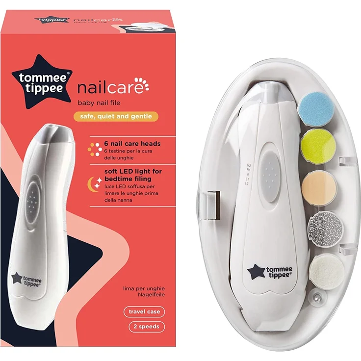 Tommee Tippee Elektrischer Baby-Nagelknipser und Kleinkind-Nagelknipser, Maniküre Set, mit LED-Licht und 6 Feilenköpfen für Neugeborene, Kleinkinder oder Erwachsene – Bild 2