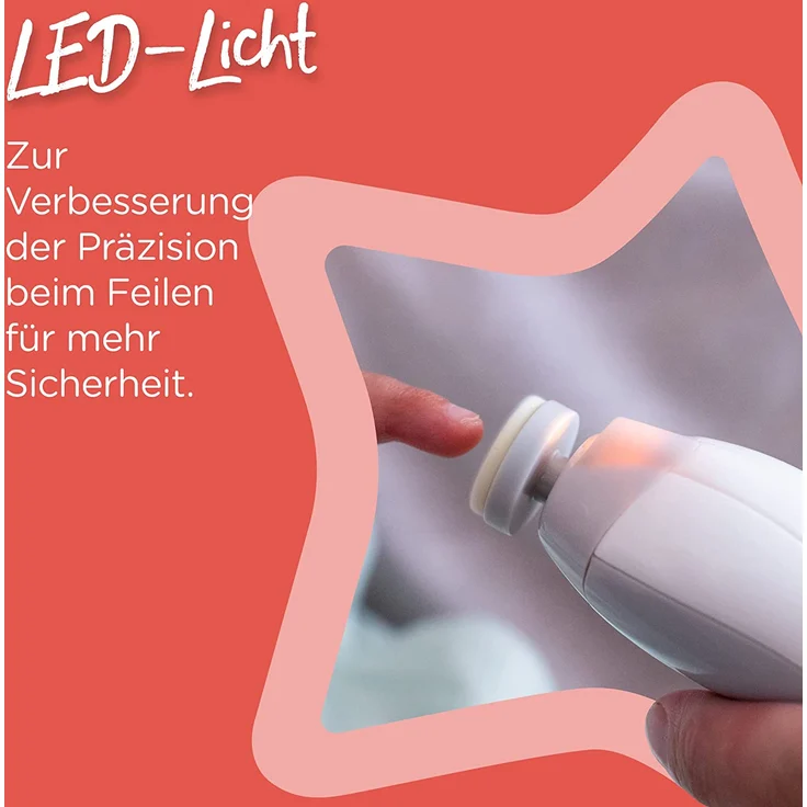 Tommee Tippee Elektrischer Baby-Nagelknipser und Kleinkind-Nagelknipser, Maniküre Set, mit LED-Licht und 6 Feilenköpfen für Neugeborene, Kleinkinder oder Erwachsene – Bild 7