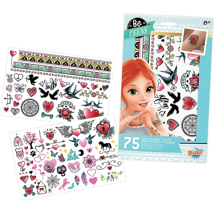 BUKI France TA003 75 abwaschbare Tattoos-Farbig