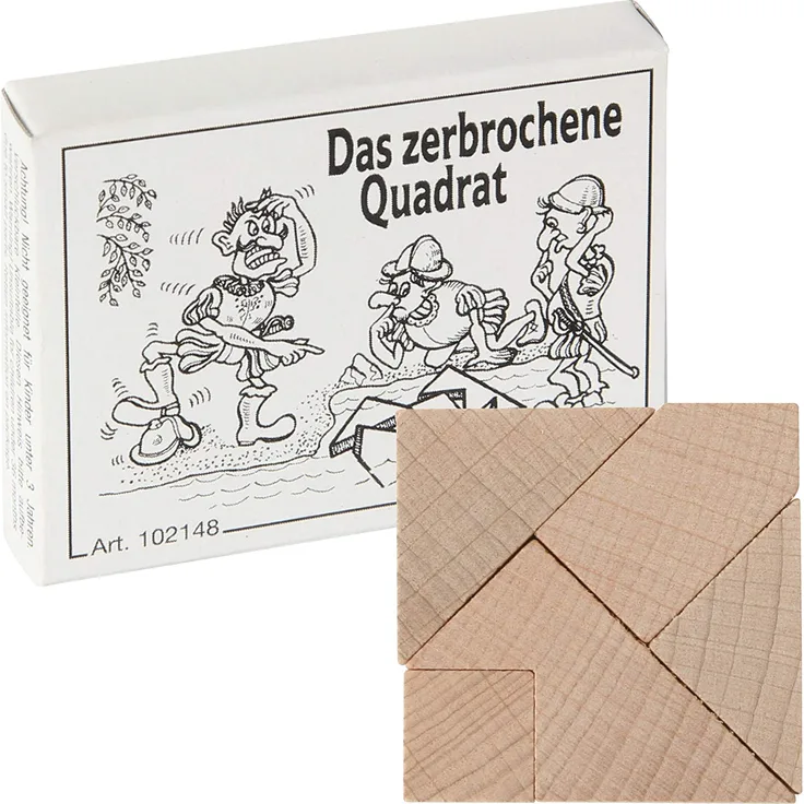 Bartl 102148 Mini-Holz-Puzzle Das zerbrochene Quadrat aus 5 kleinen Holzteilen