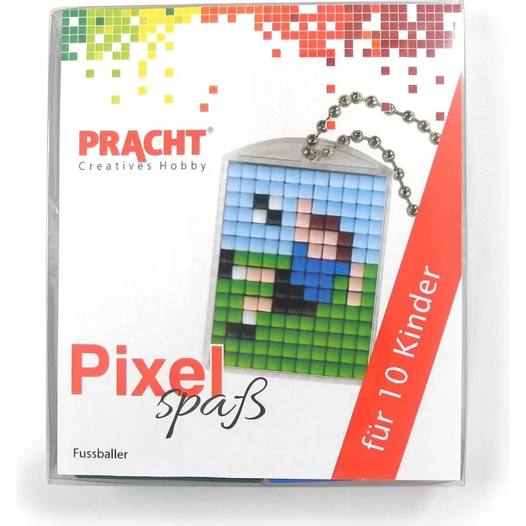 Pracht Creatives Hobby P90058-15501 - Pixel Spaß Bastelset für 10 Kinder, mit 10 Medaillons mit Fußball Motiv zum Pixeln, für Jungen und Mädchen, Kindergeburtstag, Bastelnachmittag, Schulen und Kitas
