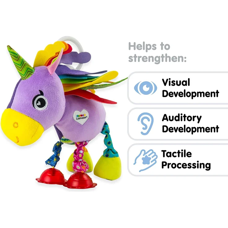 Lamaze Baby Spielzeug 'Ella, das Einhorn' Clip & Go, Greifling, Stoffspielzeug Kleinkind, Motorikspielzeug Beißen, lila, ab der Geburt – Bild 2
