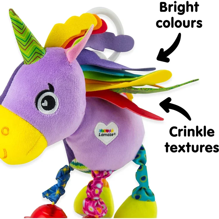 Lamaze Baby Spielzeug 'Ella, das Einhorn' Clip & Go, Greifling, Stoffspielzeug Kleinkind, Motorikspielzeug Beißen, lila, ab der Geburt – Bild 3