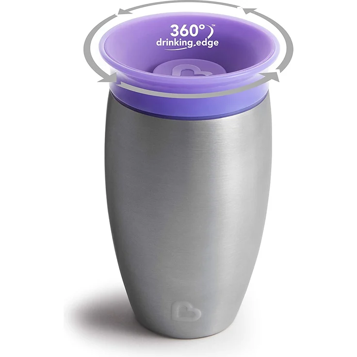 Munchkin Miracle 360° Edelstahl-Trinkbecher, auslaufsicher, ab 12 Monaten, violett, 296 ml – Bild 3
