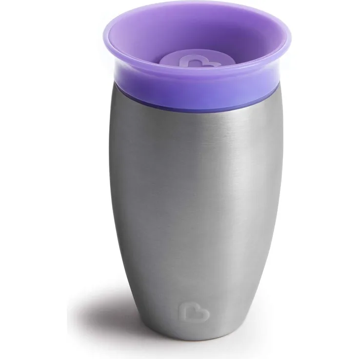 Munchkin Miracle 360° Edelstahl-Trinkbecher, auslaufsicher, ab 12 Monaten, violett, 296 ml