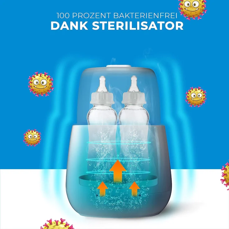 Grundig Flaschenwärmer Baby Fläschchenwärmer 3in1 - Anti Bauchweh Automatik für 2 Flaschen I Babykostwärmer mit Reise Sterilisator für Babyflaschen Gläschenwärmer Warmhalter baby bottle warmer – Bild 4